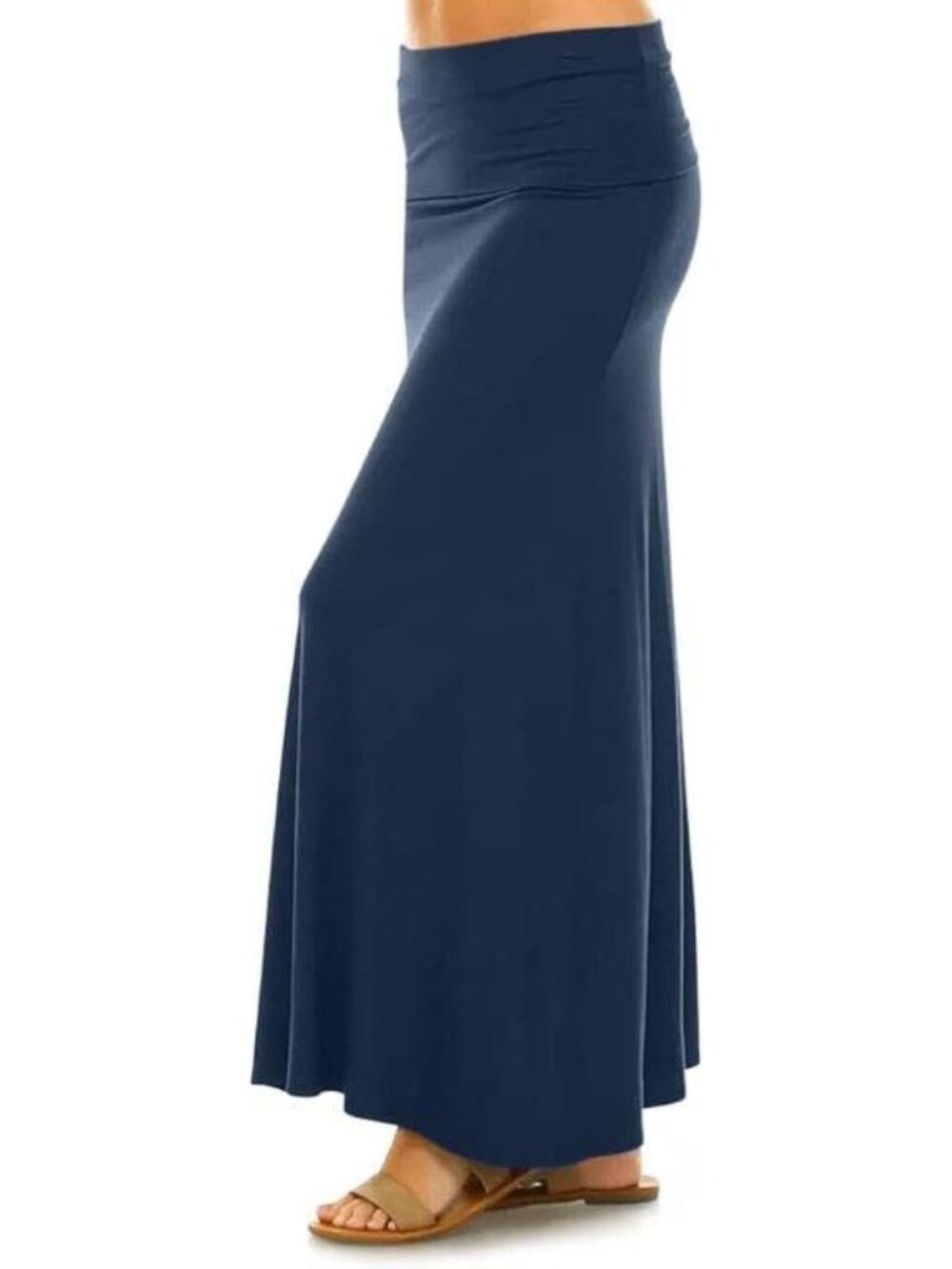 Women's Sweet Hearts Navy Blue High Waist Long Flare A-Line Skirt Maxi Dress